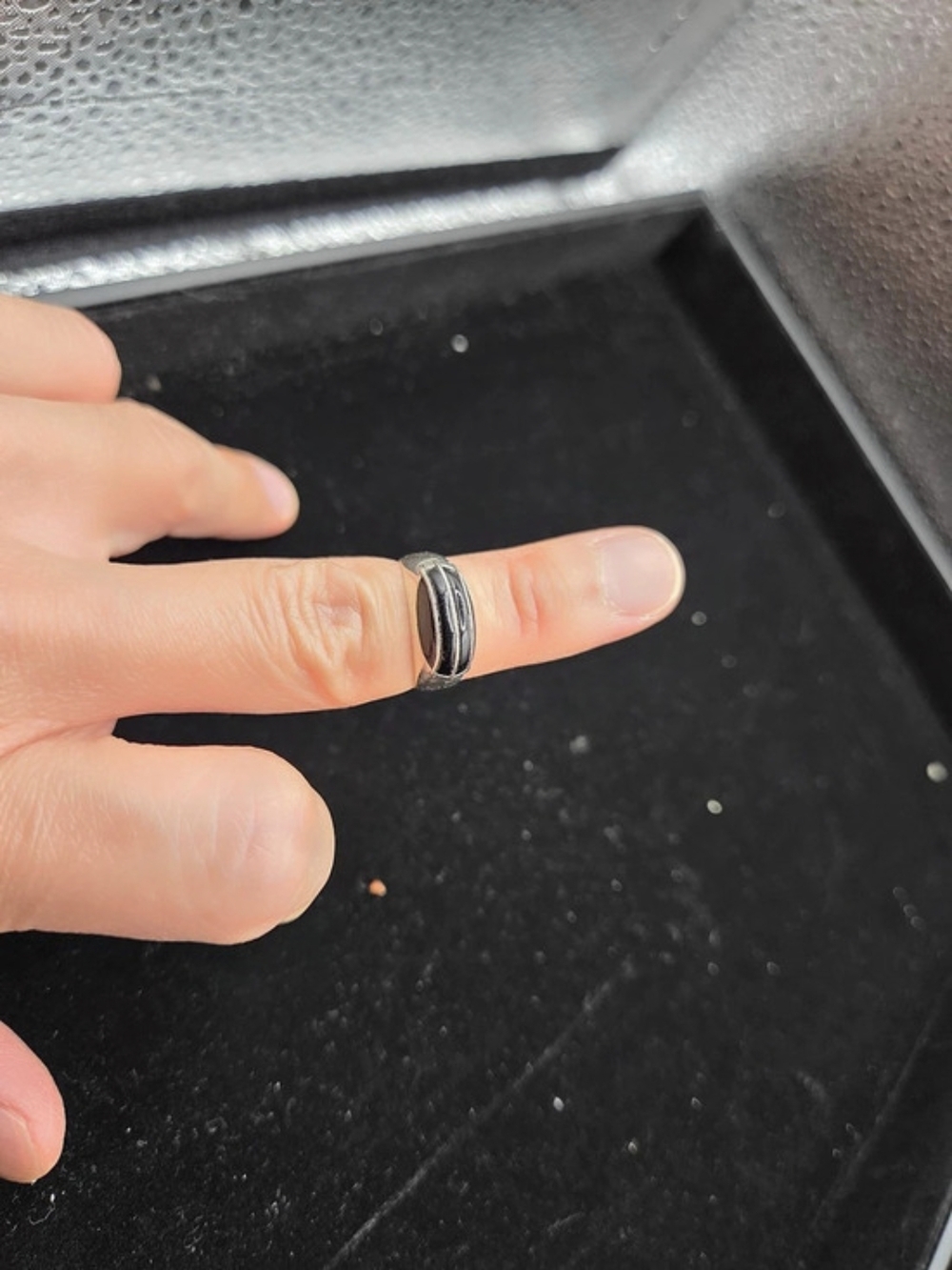 Sterling Silver 925 With Onyx Accent Ring Size 5.75